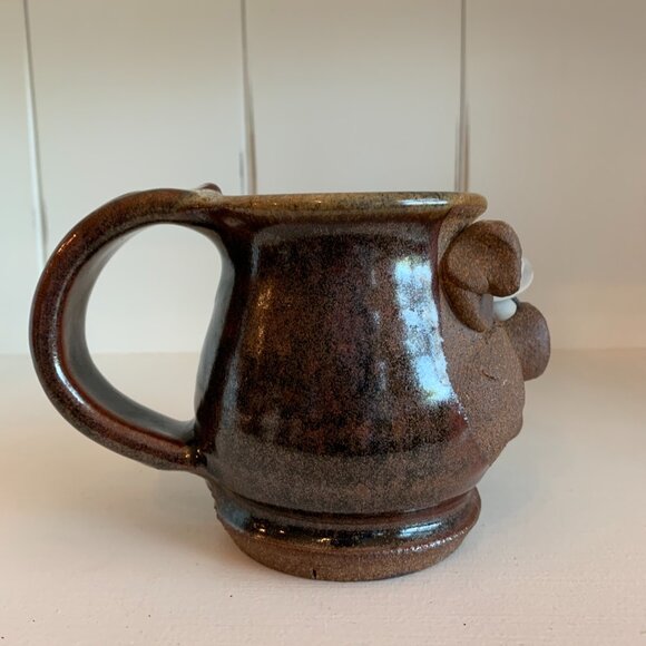 Vintage Signed MMS Mahon Ugly Funny Face 3D Stoneware Pottery Pig with Hat Mug - Picture 2 of 4